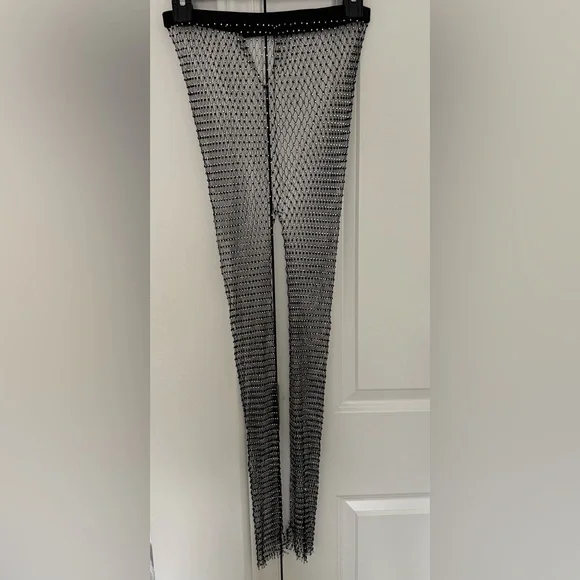Black Mesh Rhinestone Pants - Picture 3 of 12